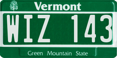 VT license plate WIZ143