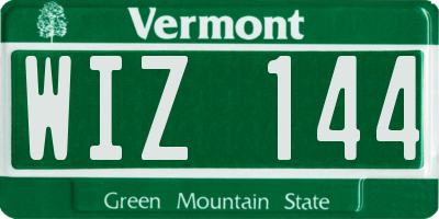 VT license plate WIZ144