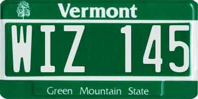 VT license plate WIZ145