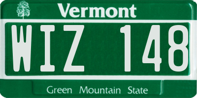 VT license plate WIZ148