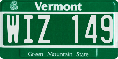 VT license plate WIZ149