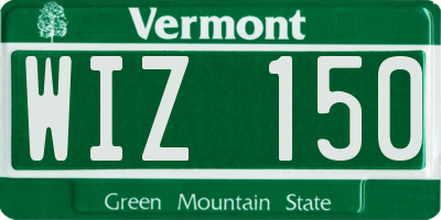 VT license plate WIZ150