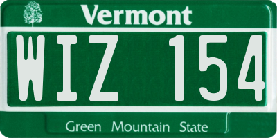 VT license plate WIZ154