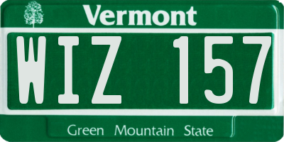 VT license plate WIZ157