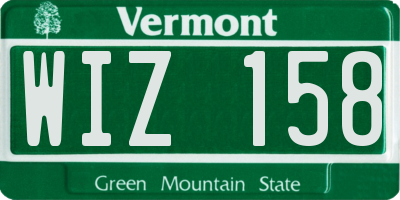 VT license plate WIZ158