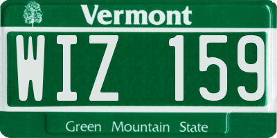 VT license plate WIZ159