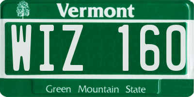 VT license plate WIZ160