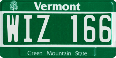 VT license plate WIZ166
