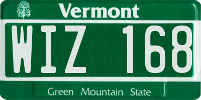 VT license plate WIZ168