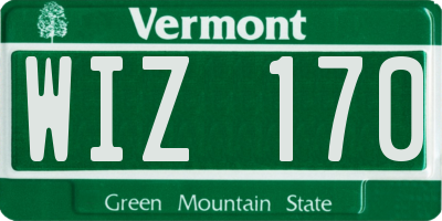 VT license plate WIZ170