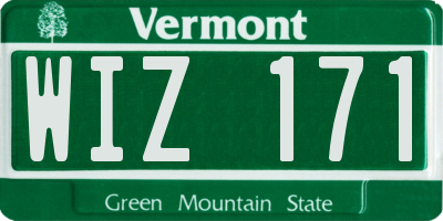 VT license plate WIZ171