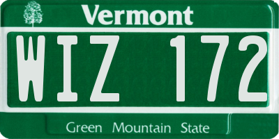 VT license plate WIZ172