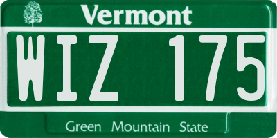 VT license plate WIZ175