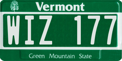 VT license plate WIZ177