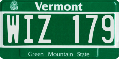 VT license plate WIZ179