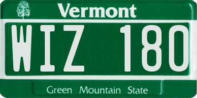 VT license plate WIZ180