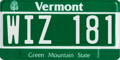 VT license plate WIZ181