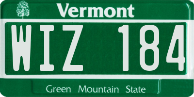 VT license plate WIZ184