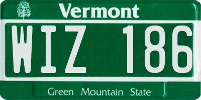 VT license plate WIZ186