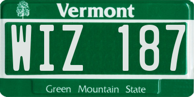 VT license plate WIZ187