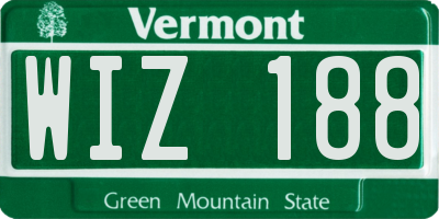 VT license plate WIZ188