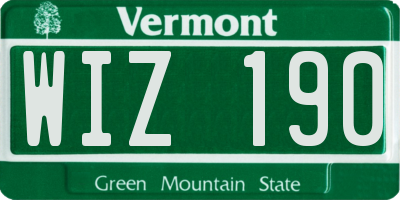 VT license plate WIZ190