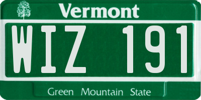 VT license plate WIZ191