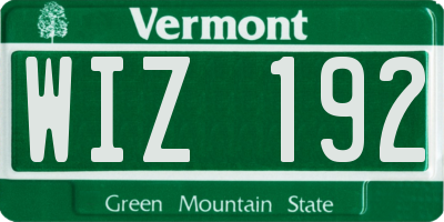 VT license plate WIZ192
