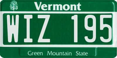 VT license plate WIZ195