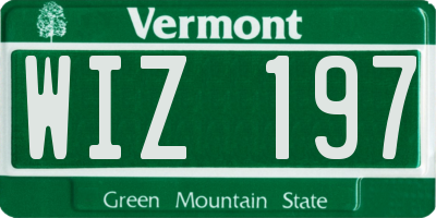 VT license plate WIZ197