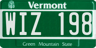 VT license plate WIZ198