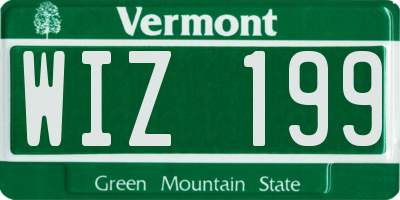 VT license plate WIZ199