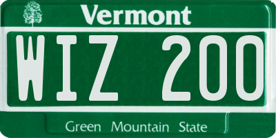 VT license plate WIZ200