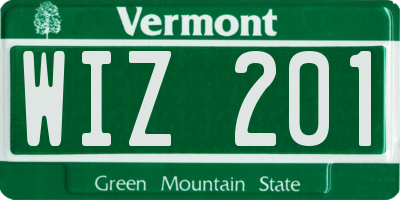 VT license plate WIZ201