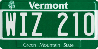 VT license plate WIZ210