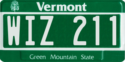VT license plate WIZ211