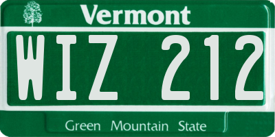 VT license plate WIZ212