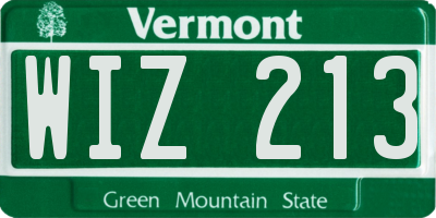 VT license plate WIZ213
