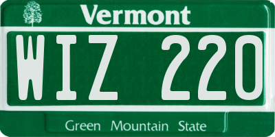 VT license plate WIZ220