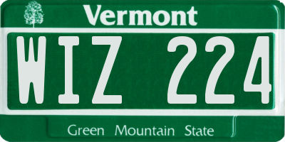 VT license plate WIZ224