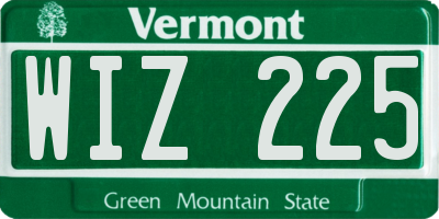 VT license plate WIZ225