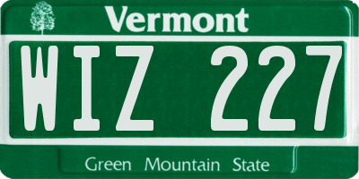 VT license plate WIZ227