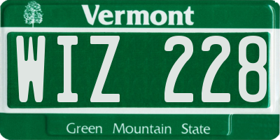 VT license plate WIZ228