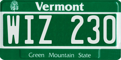 VT license plate WIZ230