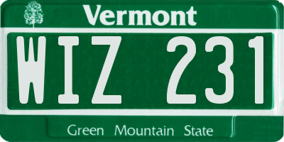 VT license plate WIZ231