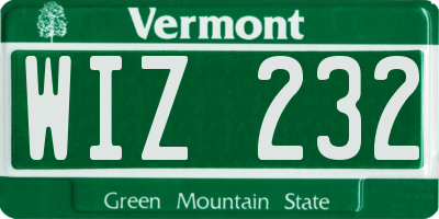 VT license plate WIZ232