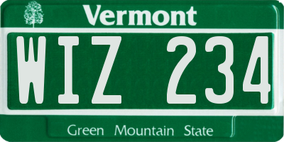 VT license plate WIZ234