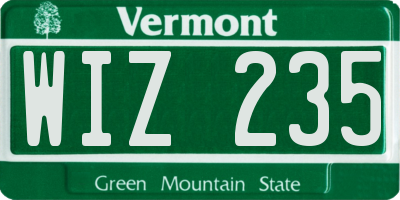 VT license plate WIZ235
