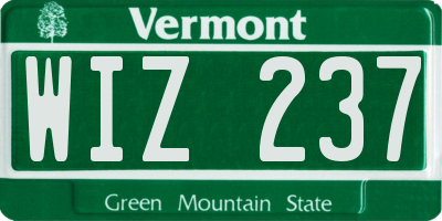 VT license plate WIZ237