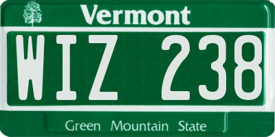 VT license plate WIZ238